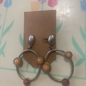 Funky Chunky Hoop Clip-On Earrings with Stones
